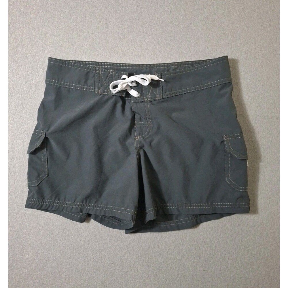 Kanu Surf Swim Trunks Womans Size 4 Grey Drawstrings Pocket Polyester EUC